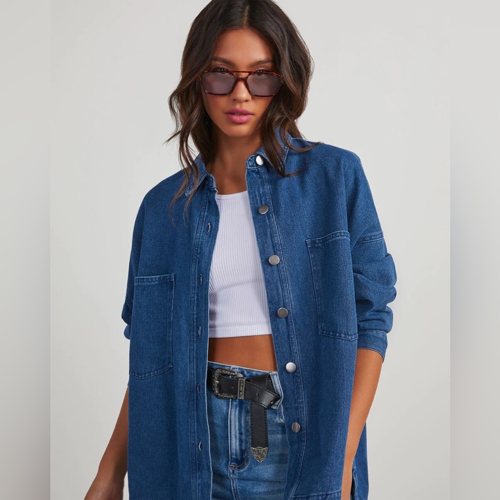 Got Me Covered Denim Button Down Top
